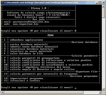 Screenshot del programma Elemag 1.0